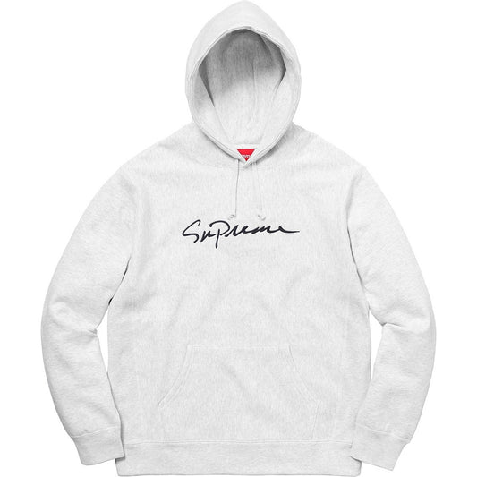 Supreme Classic Script Pullover Hoodie Grey